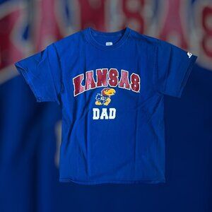 2010's Medium Russell Athletic Kansas University Dad royal blue t shirt college